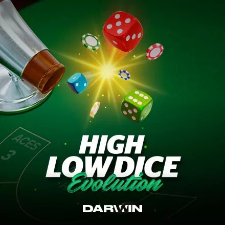 Official Table Games logo: High Low Dice Evolution by Darwin Gaming at rewards-casino