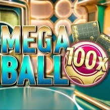 Mega Ball 100x logo by Evolution at rewards-casino